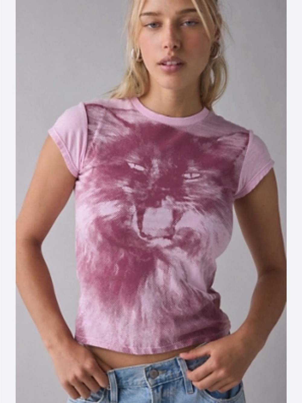 BDG UO Spill The Tea Cat Baby T-Shirt xl fitted pink meow kitty